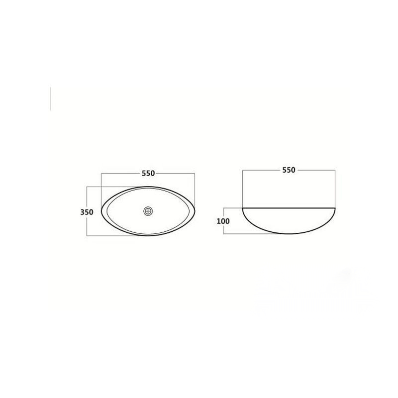 Oval Above Counter Ceramic Basin 550x350x100mm