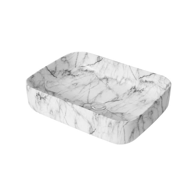 Rectangular Above Counter Ultra Slim Matte White Carrara Fine Ceramic Basin 500x390x130mm