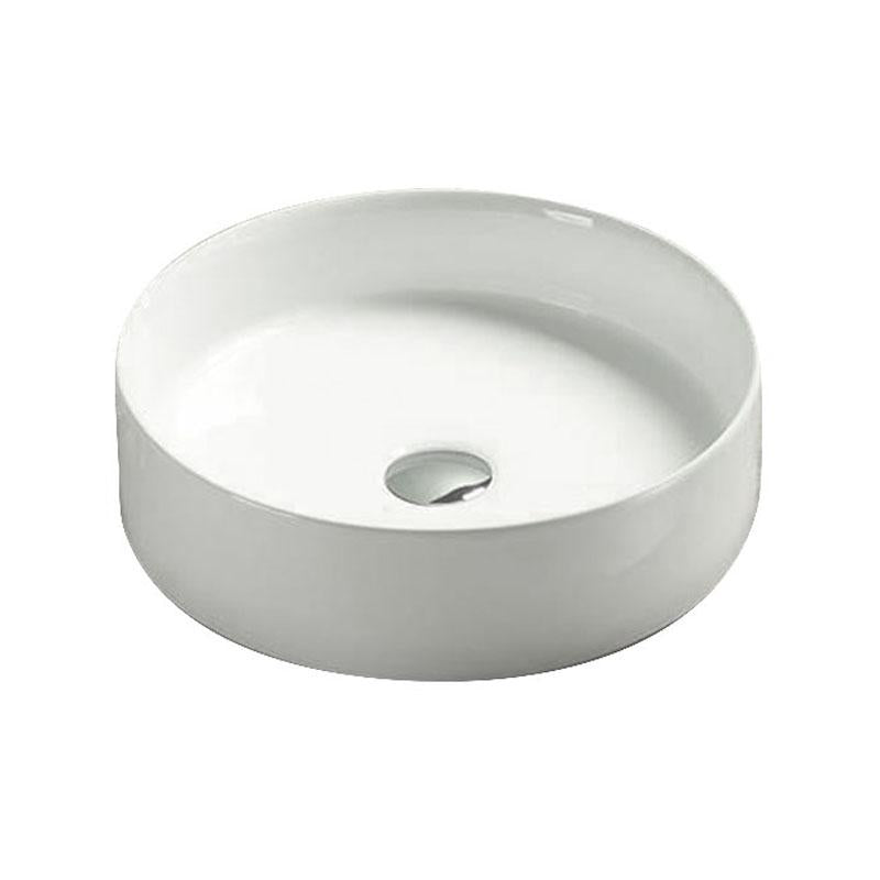 Round Above Counter Gloss White Ultra Slim Fine Ceramic Basin 394x394x115mm