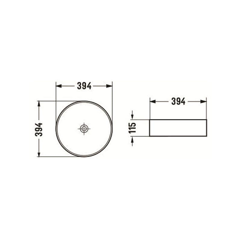 Round Above Counter Gloss White Ultra Slim Fine Ceramic Basin 394x394x115mm