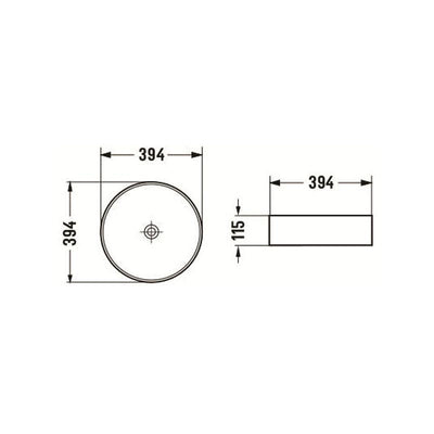 Round Above Counter Gloss White Ultra Slim Fine Ceramic Basin 394x394x115mm