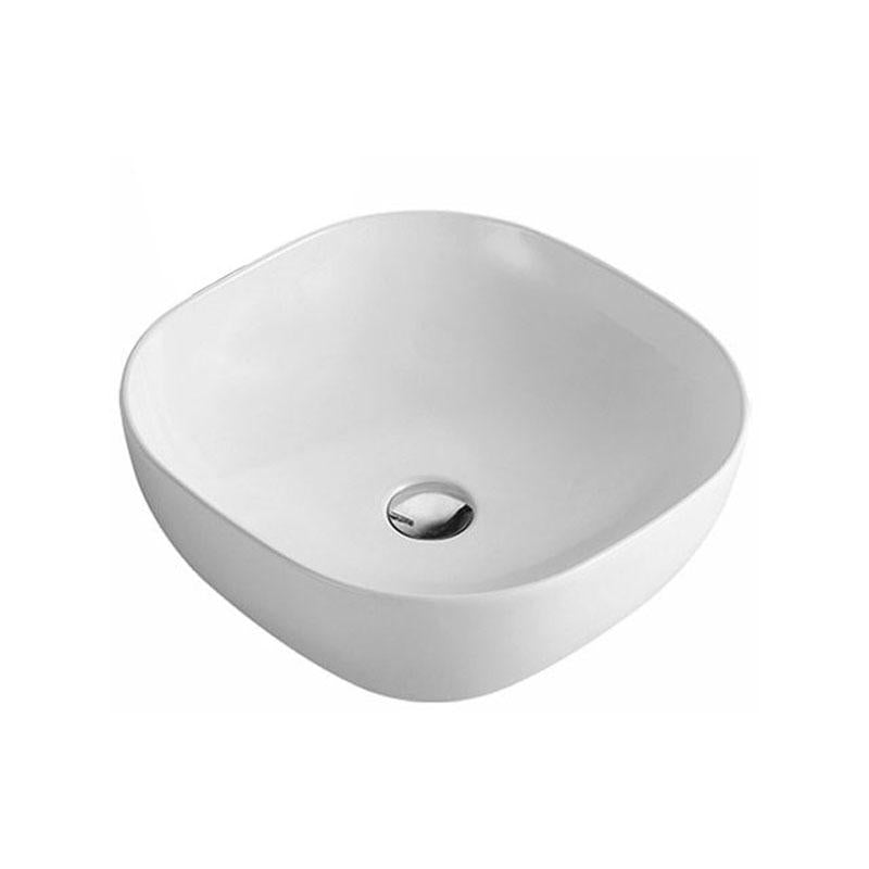 Square Round-Edged Above Counter Gloss White Ultra Slim Fine Ceramic Basin 420x420x140mm