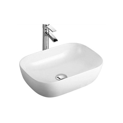 Rectangular Round-Edged Above Counter Gloss White Ultra Slim Fine Ceramic Basin 460x320x135mm