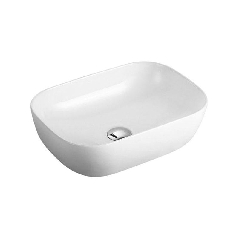 Rectangular Round-Edged Above Counter Gloss White Ultra Slim Fine Ceramic Basin 460x320x135mm