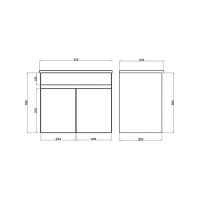 Bathroom Wall Hung Slim White Polyurethane MDF Vanity With Thin Ceramic Top 600x360x500mm