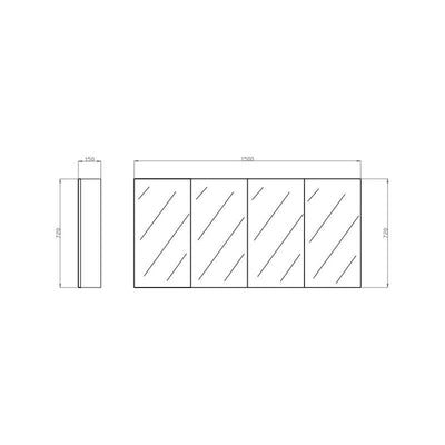 Bathroom Pencil edge MDF Polyurethane white Three Doors 1200* 720*150mm